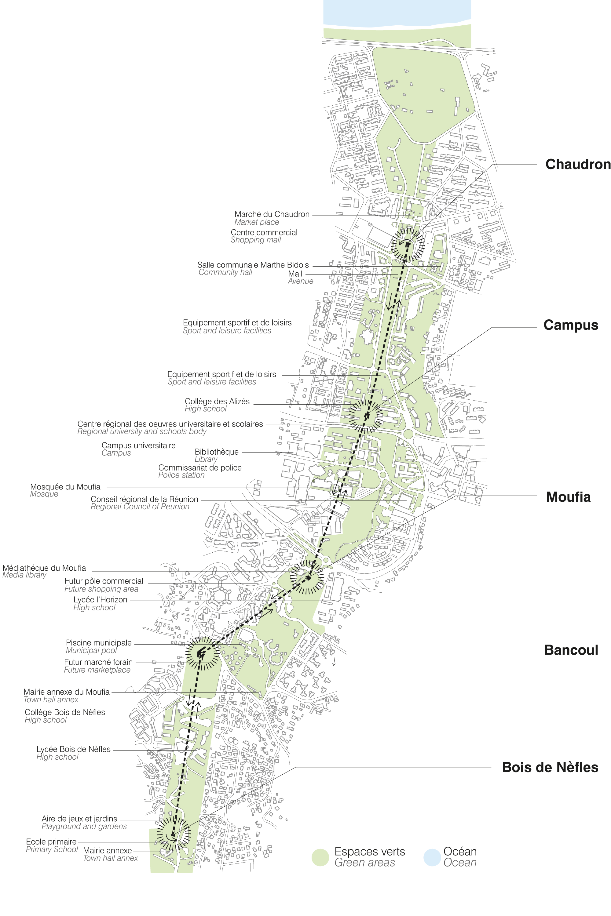 Plan de situation - Un corridor pour renforcer les liens sociaux et les développement de la ville ©l'atelier architectes & ingénieurs